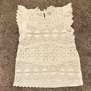 Sundance Ivory Crochet Detail Top